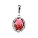 Подвеска,Кулон,Серебро,с вставкой Циркон Белая,Малиновый цвета,ГОНКОНГ
