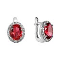 Серьги,Серебро,с вставкой Цирконий кубический Белая,Малиновый цвета,с замком Английский,ГОНКОНГ