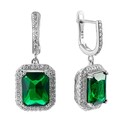 Серьги,Длинные серьги,Серебро,с вставкой Цирконий кубический Зеленая цвета,с замком Английский,ГОНКОНГ