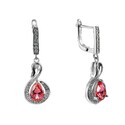 Серьги,Длинные серьги,Серебро,с вставкой Цирконий кубический Красная,Малиновый цвета,с замком Английский,ГОНКОНГ