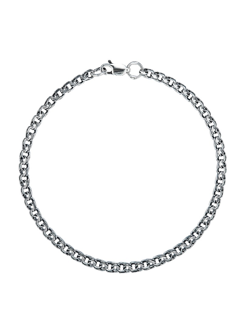 Серебряный мужской браслет, плетение Бисмарк, ширина 3,6 , чернение Браслет на руку,Серебро,с вставкой Без вставок,с замком Карабинный,РОССИЯ