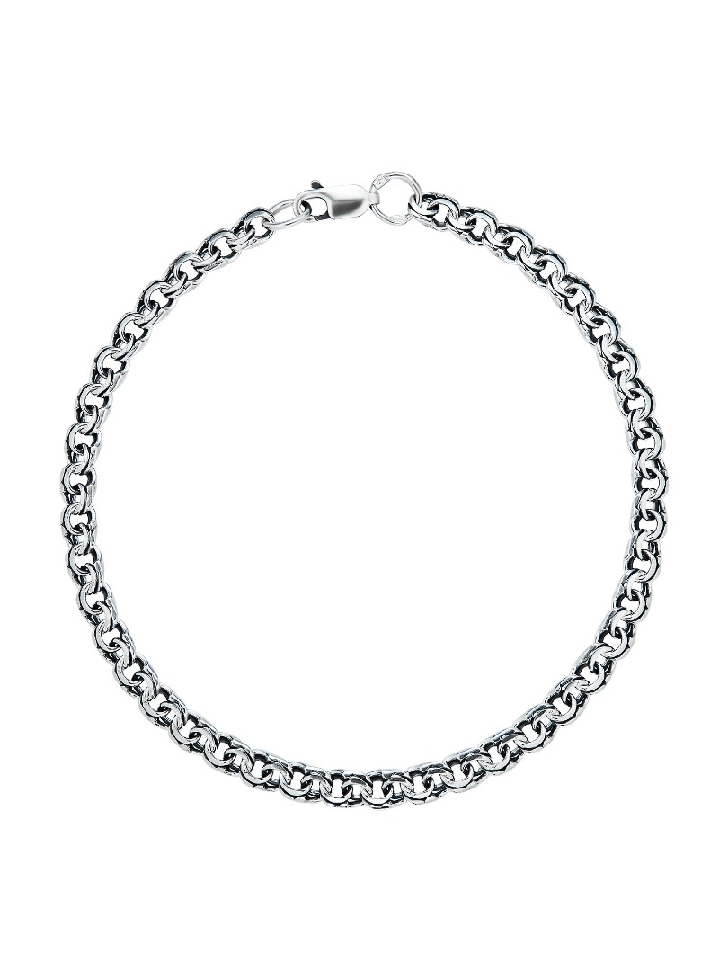 Серебряный мужской браслет, плетение Бисмарк, ширина 4,4 , чернение Браслет на руку,Серебро,с вставкой Без вставок,с замком Карабинный,РОССИЯ