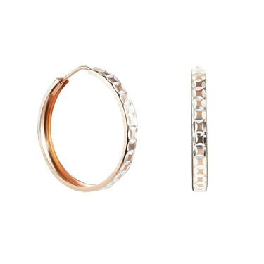 Серебряные классические серьги Кольца / Конго / Круглые с алмазной гранью, позолота, родий, 3 см