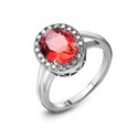 Кольцо,Серебро,с вставкой Циркон Белая,Красная,Розовый,Малиновый цвета,ГОНКОНГ