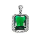 Подвеска,Кулон,Серебро,с вставкой Циркон Белая,Зеленая цвета,ГОНКОНГ