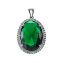 Подвеска,Кулон,Серебро,с вставкой Циркон Белая,Зеленая цвета,ГОНКОНГ