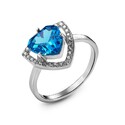 Серебряное кольцо   Кольцо,Серебро,с вставкой Циркон Белая,Голубая цвета,ГОНКОНГ