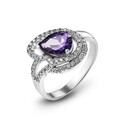 Кольцо,Серебро,с вставкой Циркон Белая,Фиолетовая цвета,ГОНКОНГ