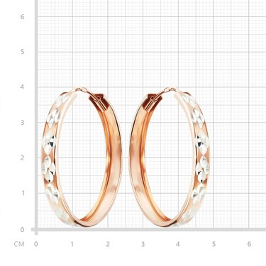 Серебряные классические серьги Кольца / Конго / Круглые с алмазной гранью, позолота, родий, 3 см