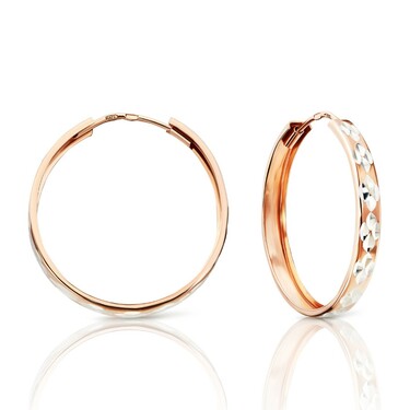 Серебряные классические серьги Кольца / Конго / Круглые с алмазной гранью, позолота, родий, 3 см