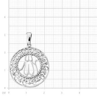 Серебряная подвеска мусульманская,с фианитами, родий