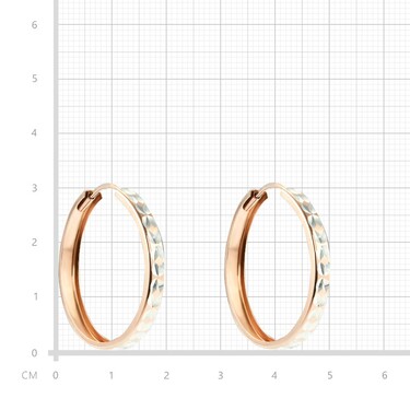 Серебряные классические серьги Кольца / Конго / Круглые с алмазной гранью, позолота, родий, 3 см