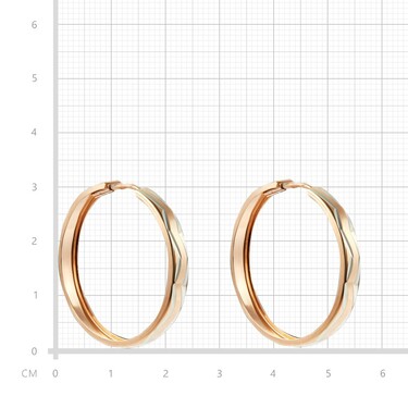 Серебряные классические серьги Кольца / Конго / Круглые с алмазной гранью, позолота, родий, 1,5 см