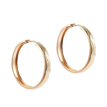 Серебряные классические серьги Кольца / Конго / Круглые с алмазной гранью, позолота, родий, 1,5 см