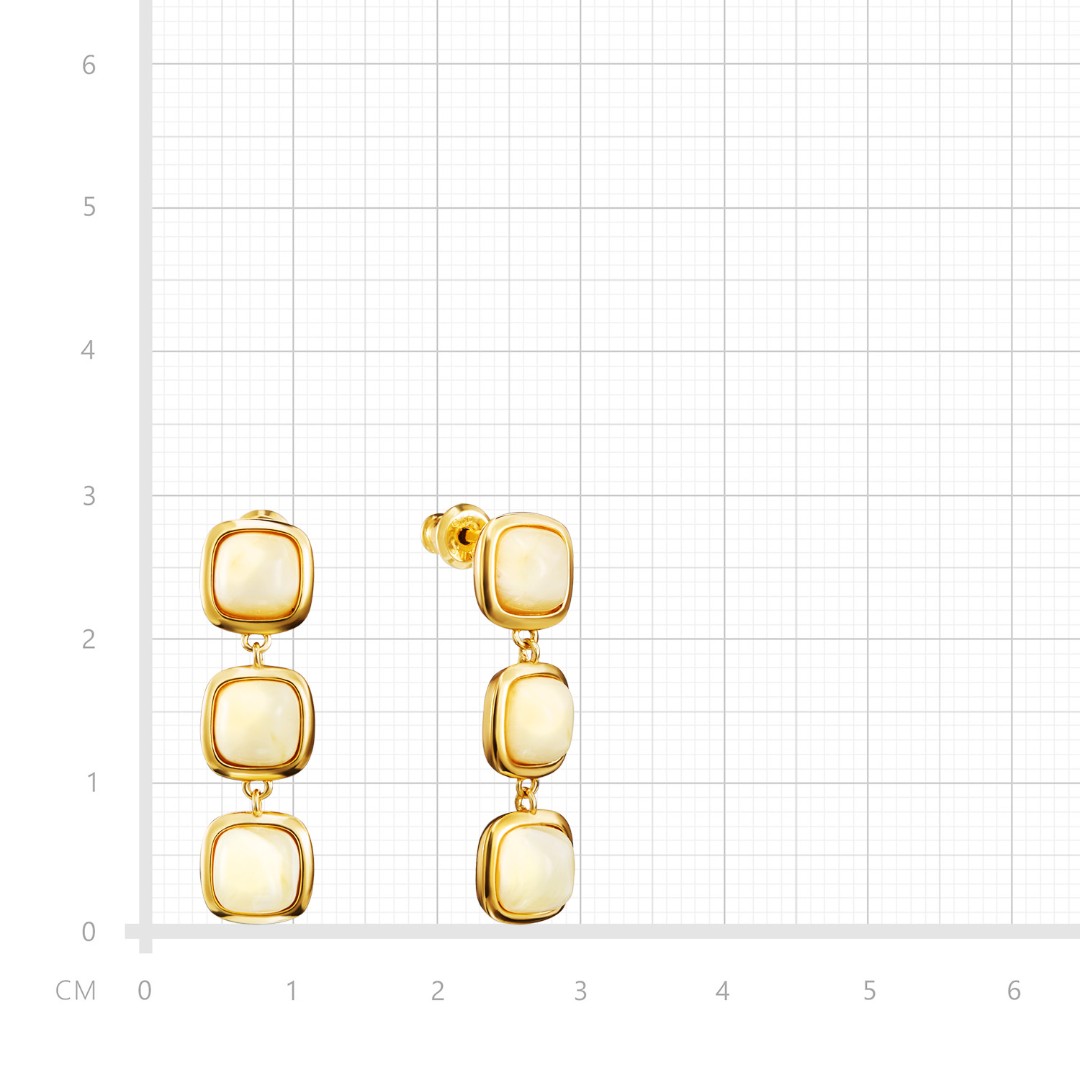 Серьги,Серебро,с вставкой Янтарь Желтый цвета,с замком Пусет,ГОНКОНГ