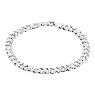 Серебряный мужской браслет, плетение Панцирное, покрытие родием, ширина 7 мм