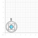 Подвеска,Кулон,Серебро,с вставкой Фианит,Бирюза Белая,Бирюзовая цвета,ГОНКОНГ