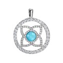 Подвеска,Кулон,Серебро,с вставкой Фианит,Бирюза Белая,Бирюзовая цвета,ГОНКОНГ