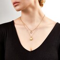 Серебряное женское двойное колье с янтарем ,позолота Колье,Серебро,с вставкой Фианит,Янтарь Белая,Желтый цвета,с замком Карабинный,ГОНКОНГ