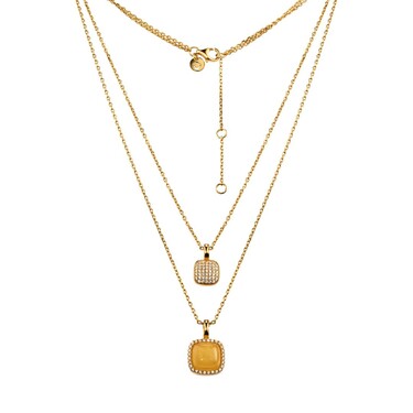 Серебряное женское двойное колье с янтарем ,позолота