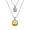 Колье,Серебро,с вставкой Фианит,Янтарь Белая,Желтый цвета,с замком Карабинный,ГОНКОНГ