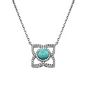 Колье,Серебро,с вставкой Фианит,Бирюза Белая,Бирюзовая цвета,с замком Карабинный,ГОНКОНГ
