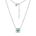Колье,Серебро,с вставкой Фианит,Бирюза Белая,Бирюзовая цвета,с замком Карабинный,ГОНКОНГ