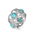 Кольцо,Серебро,с вставкой Бирюза Белая,Бирюзовая цвета,ГОНКОНГ