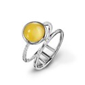 Кольцо,Серебро,с вставкой Янтарь Белая,Желтый цвета,ГОНКОНГ