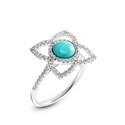Кольцо,Серебро,с вставкой Бирюза Белая,Бирюзовая цвета,ГОНКОНГ
