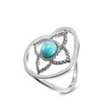 Кольцо,Серебро,с вставкой Бирюза Белая,Бирюзовая цвета,ГОНКОНГ
