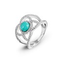 Кольцо,Серебро,с вставкой Бирюза Белая,Бирюзовая цвета,ГОНКОНГ