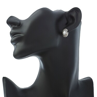 Серебряные серьги с фианитом, родий