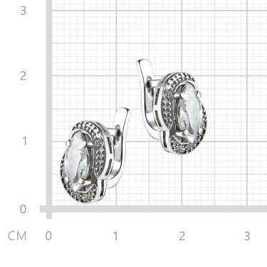 Серебряные серьги с фианитом, родий