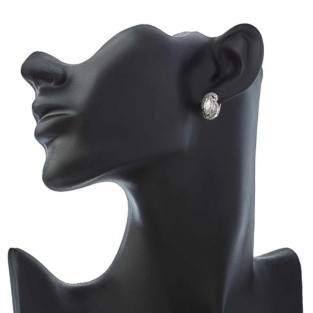 Серебряные серьги с фианитом, родий Серьги,Серебро,с вставкой Фианит,с замком Английский,РОССИЯ