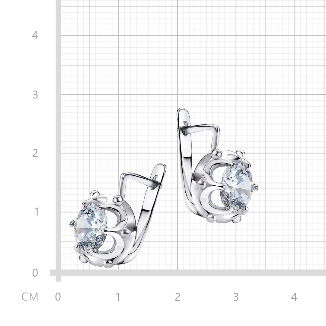 Серебряные серьги  Серьги,Серебро,с вставкой Фианит,с замком Английский,РОССИЯ