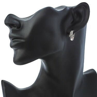 Серебряные серьги с фианитом, родий