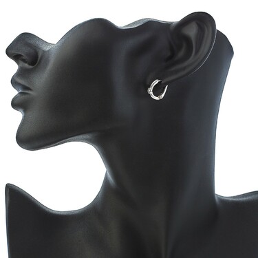 Серебряные серьги с фианитом, родий