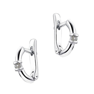 Серебряные серьги с фианитом, родий