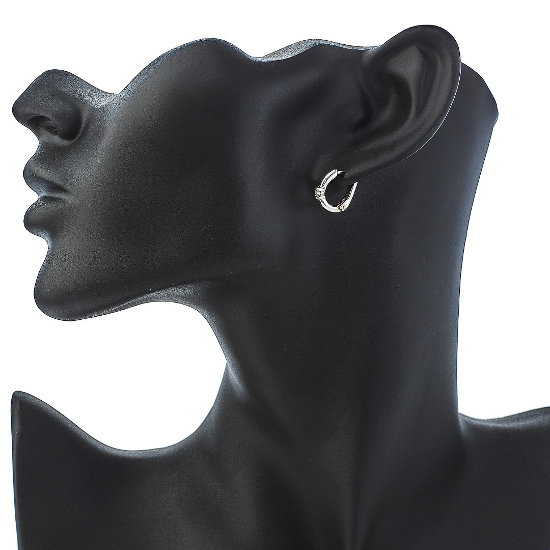 Серебряные серьги с фианитом, родий Серьги,Серебро,с вставкой Фианит,с замком Английский,РОССИЯ