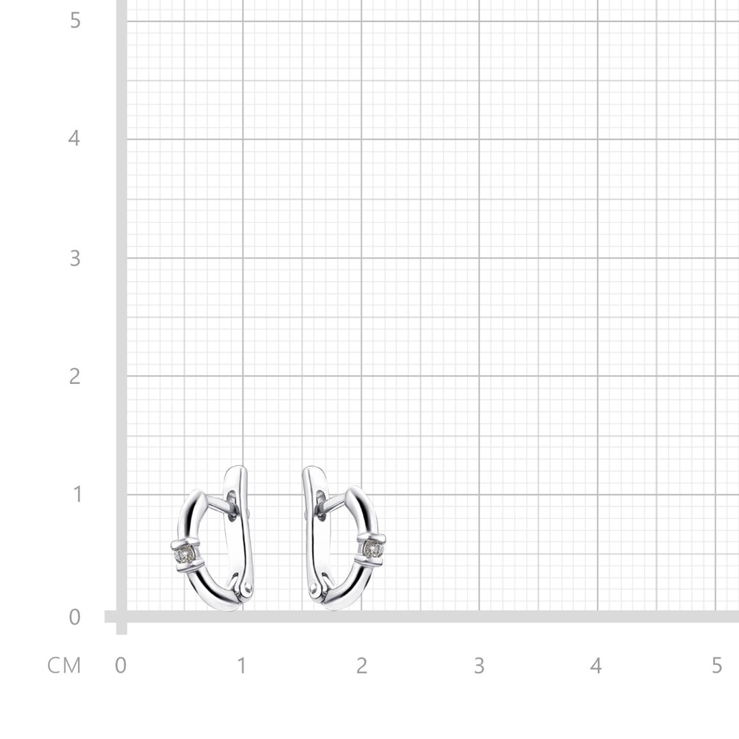 Серебряные серьги с фианитом, родий Серьги,Серебро,с вставкой Фианит,с замком Английский,РОССИЯ
