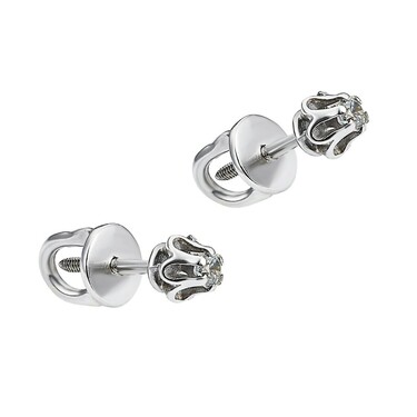 Серебряные серьги / Пусеты / Гвоздики с фианитом, родий