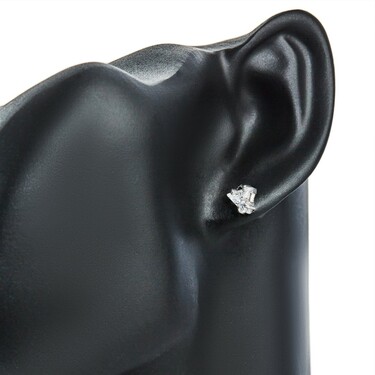 Серебряные серьги / Пусеты / Гвоздики с фианитом, огранка треугольник, родий