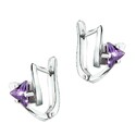 Серебряные серьги с фиолетовым фианитом, огранка треугольник, родий Серьги,Серебро,с вставкой Фианит,с замком Английский,РОССИЯ