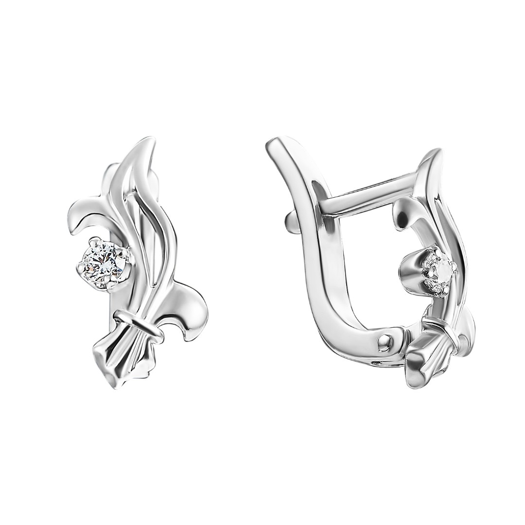 Серебряные серьги  Серьги,Серебро,с вставкой Фианит,с замком Английский,РОССИЯ