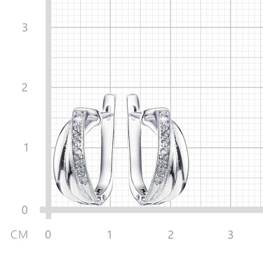 Серебряные серьги с фианитом, родий