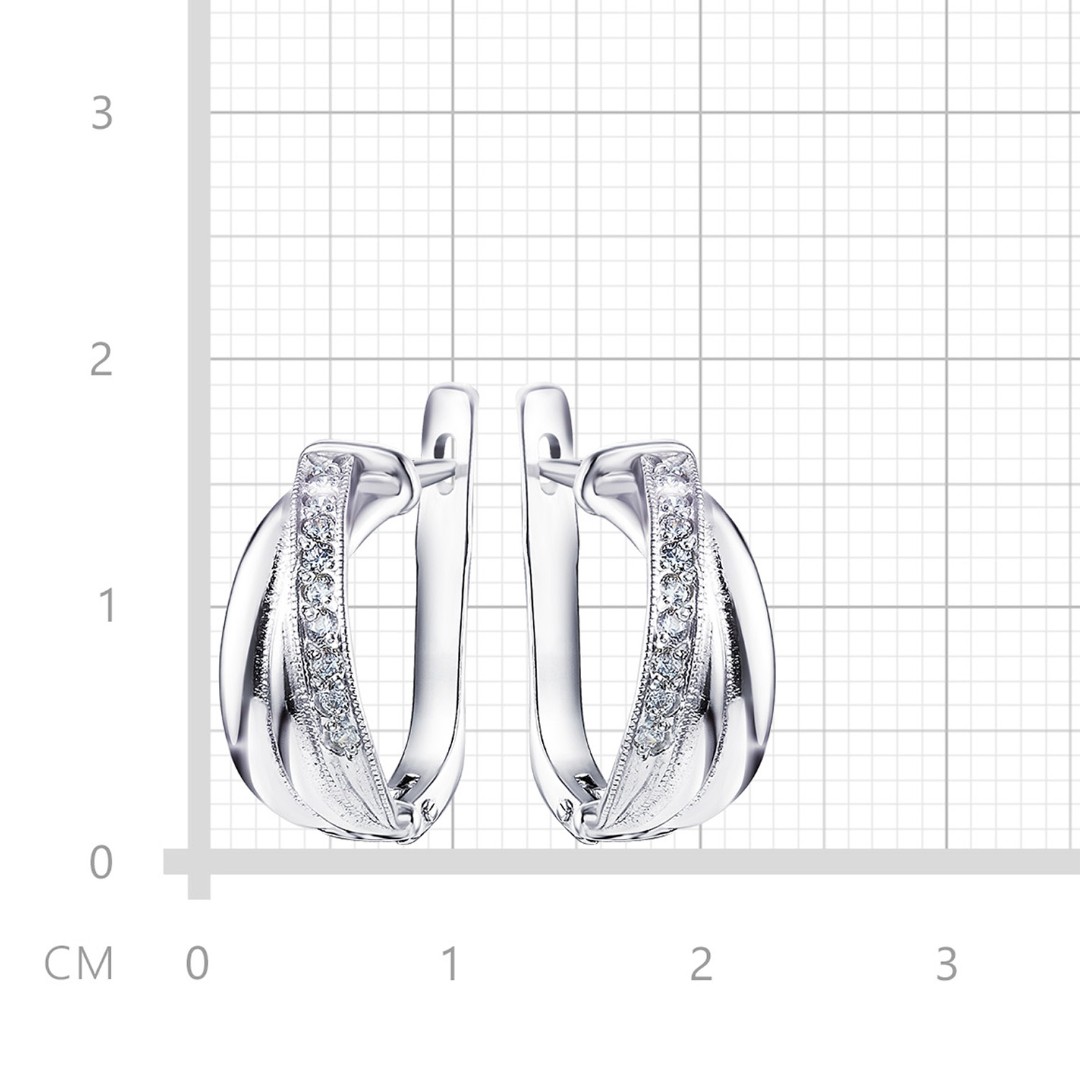 Серебряные серьги с фианитом, родий Серьги,Серебро,с вставкой Фианит,с замком Английский,РОССИЯ