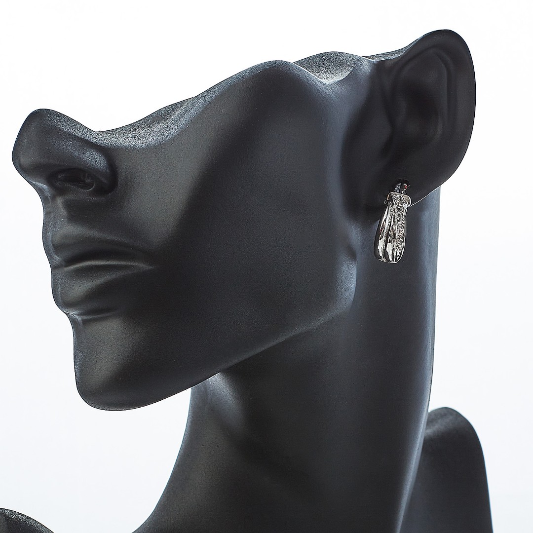 Серебряные серьги с фианитом, родий Серьги,Серебро,с вставкой Фианит,с замком Английский,РОССИЯ