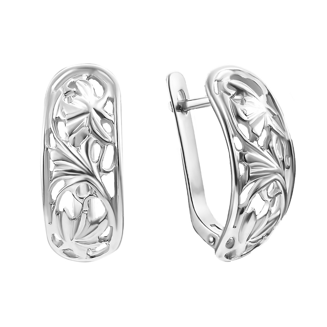 Серьги,Серебро,с вставкой Без вставок,с замком Английский,РОССИЯ