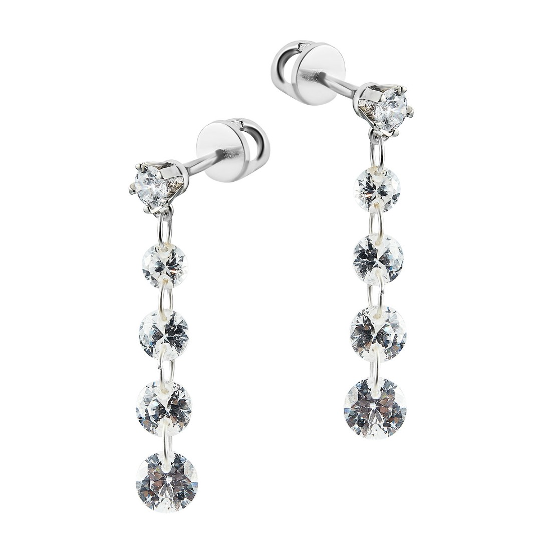 Серебряные серьги / Пусеты / Гвоздики  Серьги,Серьги Пусеты,Серьги Гвоздики,Серебро,с вставкой Фианит,с замком Пусет,Винтовой,Штыревой,Штифтовой,РОССИЯ